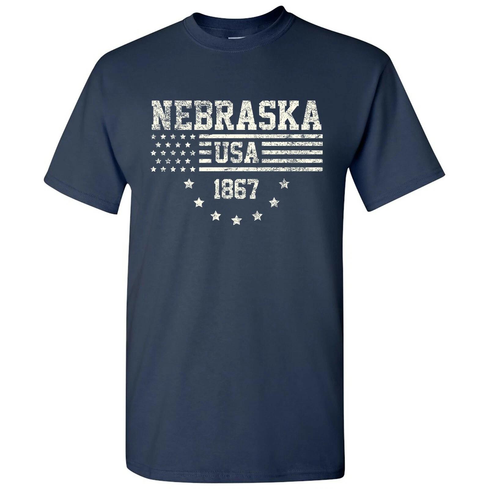 USA Flag Statehood Nebraska 1867 - America Founding State Pride T Shirt - Navy XL