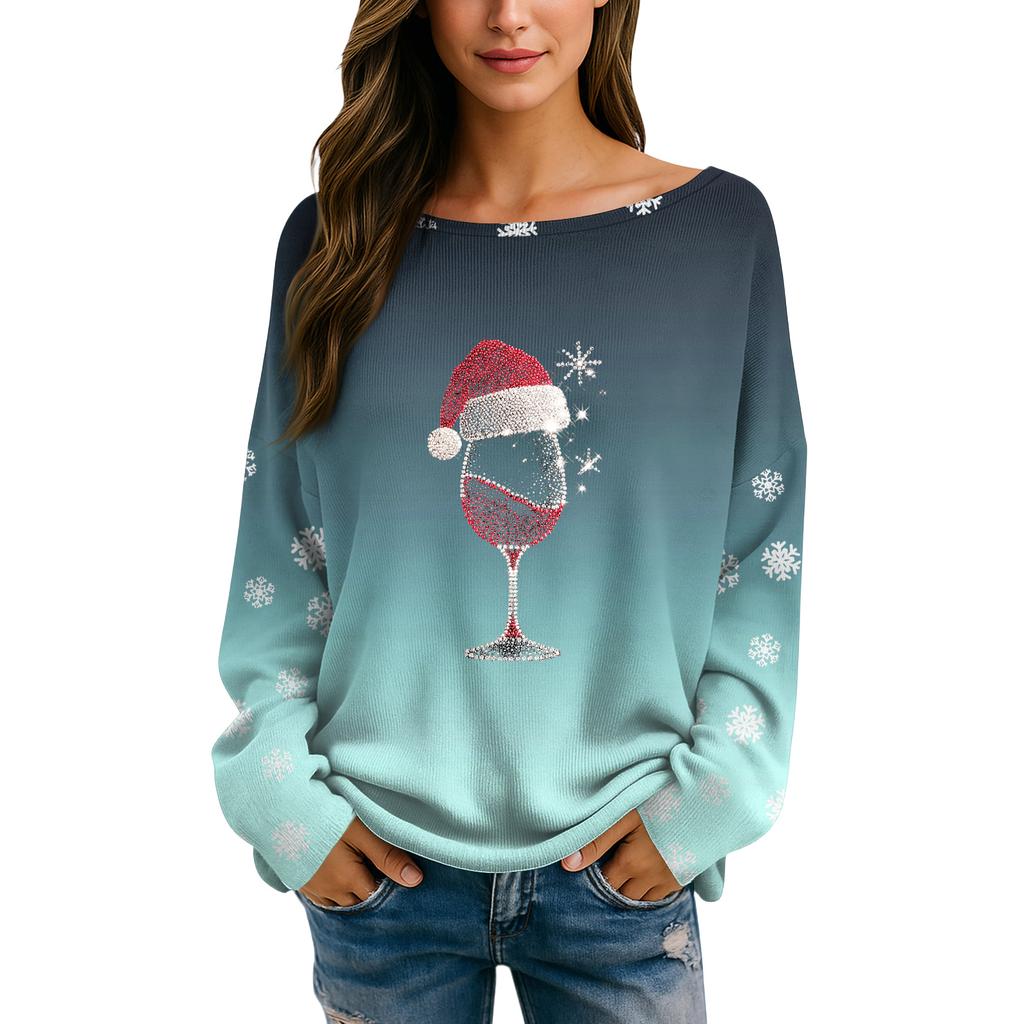 Womens Fall Sweaters Long Sleeve Print Tops Pullover Sweaters Loose Dressy Casual Basic Clothes