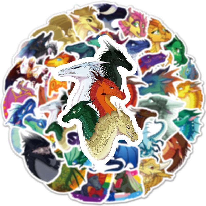 60Pc Fire Wing Dragon Cartoon Stickers Same Cute Stickers Vtuber Luggage Stickers Mug Stickers Notebook Decoration Stickers