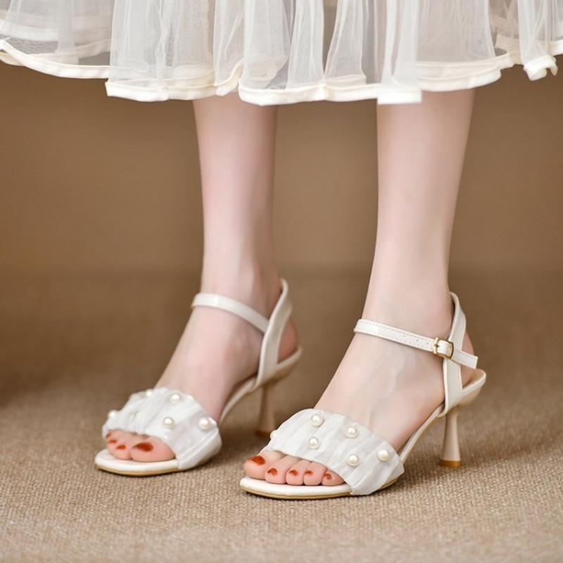 Neue Mode Weißer High Heel Schuh Schnalle Sandalen Grace Kleid Weiblich Designer Party Schuhe Sommer Damen Sandalen Übergröße 41 42