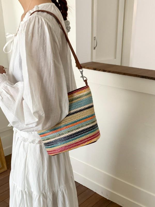 2025 Autumn Women's Fashion Colorful Woven Crossbody Handbag