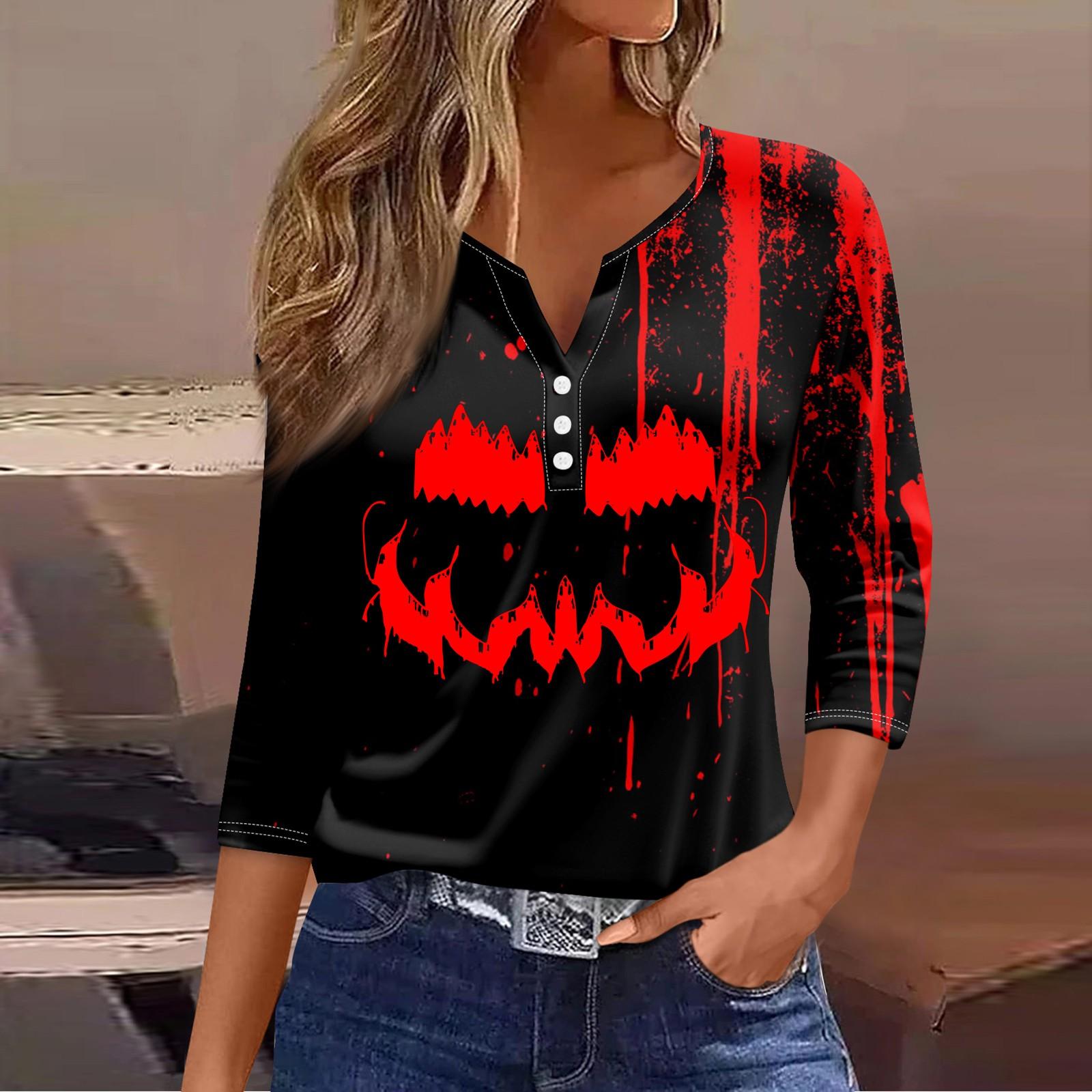 

Женская модная повседневная блузка с рукавом три четверти и принтом букв на Хэллоуин L