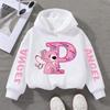 Stitch Hoodies Angel Letter A B C D E F Children Pullover Kid Casual Clothes Anime Kids Sweatshirts for Girl Boy Cartoons Tops