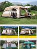 Tenda da campeggio spessa portatile impermeabile da esterno con due stanze, un soggiorno, doppio strato, attrezzatura da campeggio pieghevole