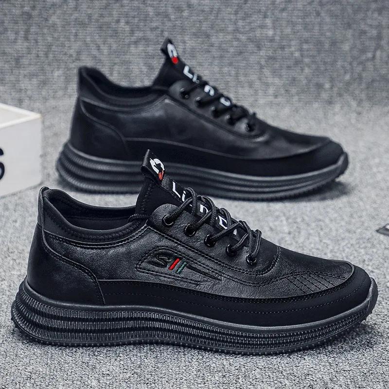 Fashion Brand Men's Casual Shoes High End Genuine Leather Loafers Elasticity Soft Sole Walking Shoes Comfortable Driving Shoes