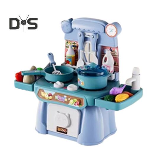 

34 шт. дитячий кухонний ігровий набір зі звуковим світлом, рольовою грою, грилем, набором для раннього навчання, домашніми кухонними іграшками синій