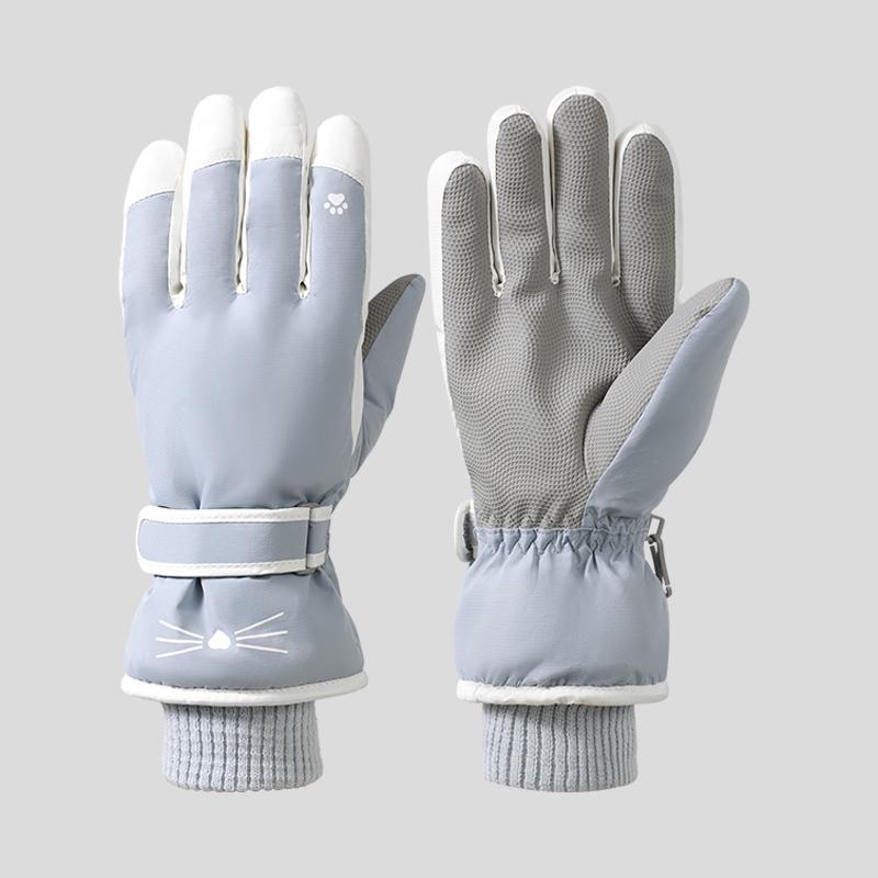 Women s Waterproof Winter Warm Insulation Thermal Snowboarding Gloves Knitted Cuff Ski Gloves one size синий