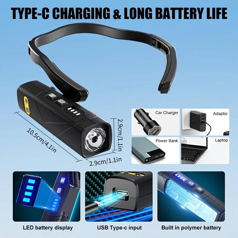 Ear Clip Headlamp 55g Ultra Lightweight Dual Light Source Heat Dissipation Power Display Focus Beam Head Mounted for Outdoor