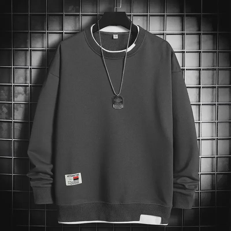 Drenge Efterår/Vinter Trendy Langærmet Hætteløs Pullover Sweatshirt - Falsk To-delt Design