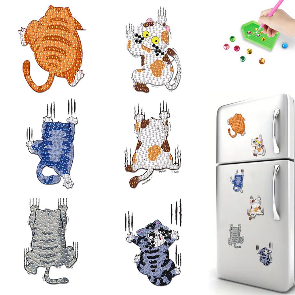 6pcs 2D/flat Acrylic DIY Animals Design DIY Art Fridge Magnet Refrigerator Sticker for Beginners Gifts Home Car Garage Decors