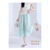 Women's Linen-Blend Wide Leg Pants, Elastic Waist Casual Culottes With Drawstring
