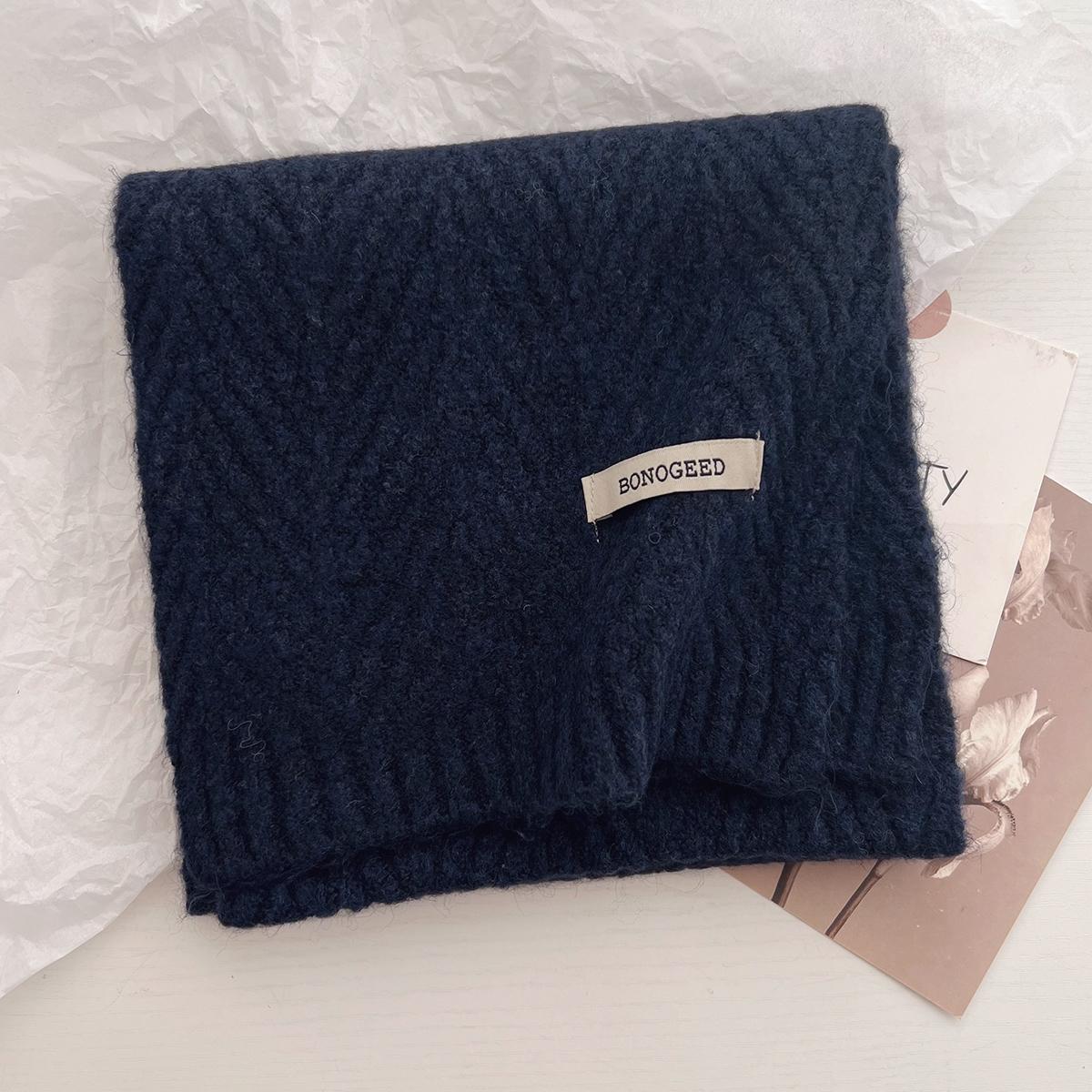 

Korea Styles Wool Knitted Small Scarf Women Winter Warm Scarves Simple Designer Thickened Shawl Soft Pashmina Neck 24x85cm