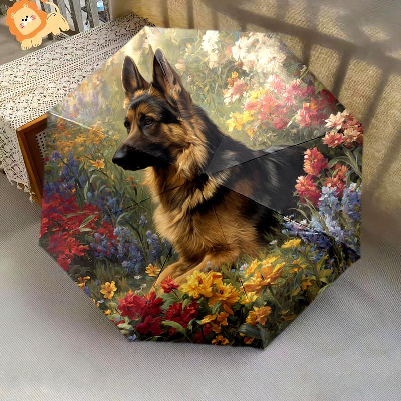 1 PC Automatic Folding Umbrella - German Shepherd Pattern, Portable & Foldable Design with 8 Ribs, Christmas Birthday Gifts