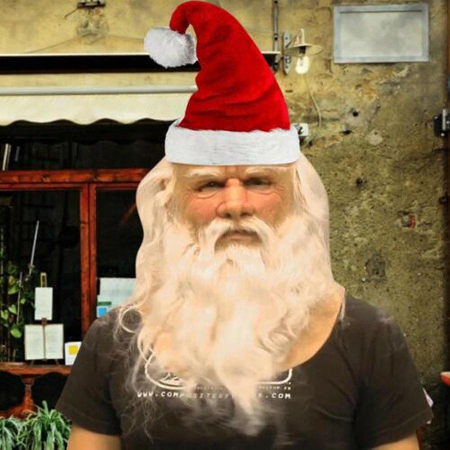2021 Vánoční Santa Claus Maska z latexu na celou hlavu Realistický obličej Lidská maska s kloboukem Cosplay rekvizity Masky