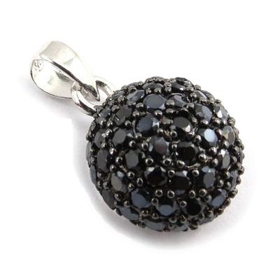 [J9552] - Black 'Jewels' Silver Pendant