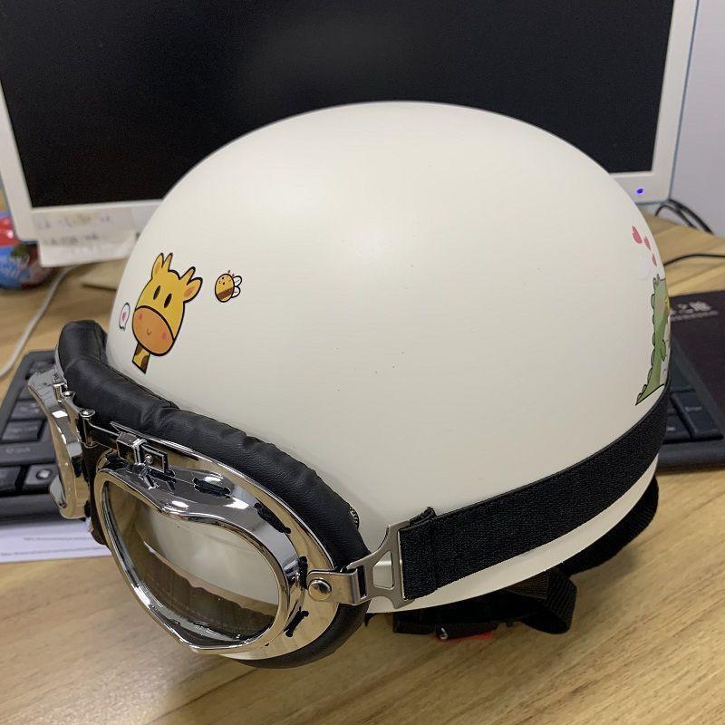 Trendy Street-Style Half Helmet with Eye Protection for Young Riders
