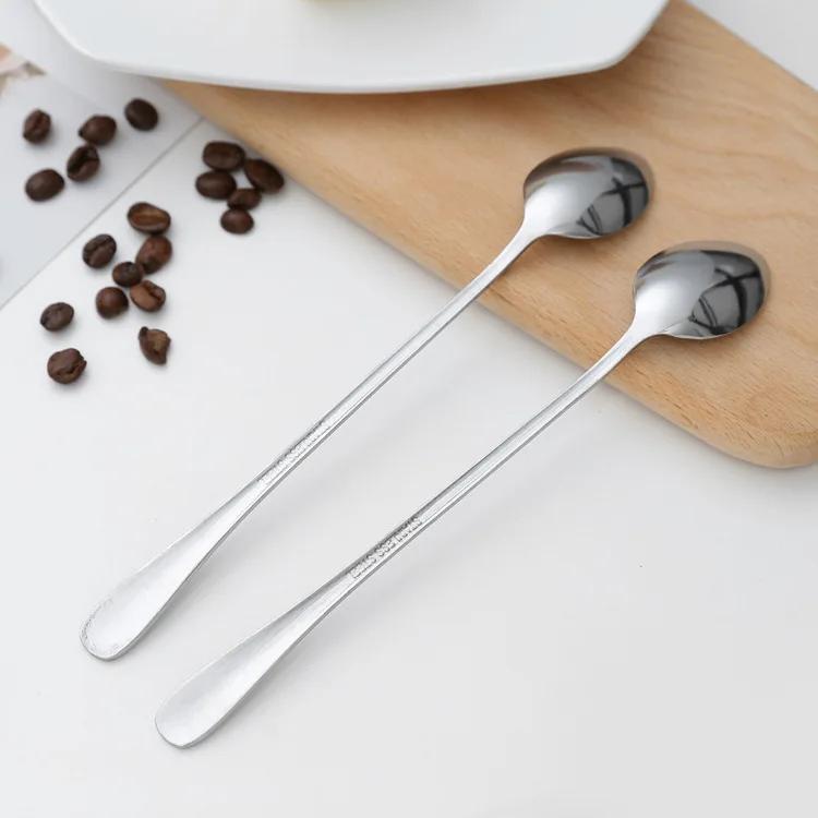 304 Stainless Steel Long Handle Spoon Tea Spoon Dessert Coffee Ice Cream Spoons Kitchen Accessories Bar Tools New Direct Sales