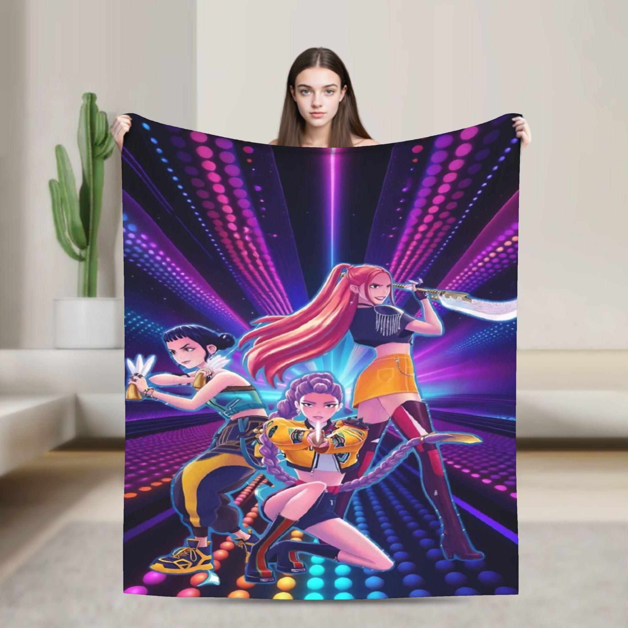 Demon KPop Blanket  Warm Soft Comfortable Plush Throw Blanket For Kids Adult Bedroom Flannel Bedspread Bed Cover 30x40in