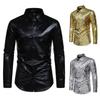 Satin Finish Long Sleeve Shirt With Gold Foil Detail For Casual And Night Out