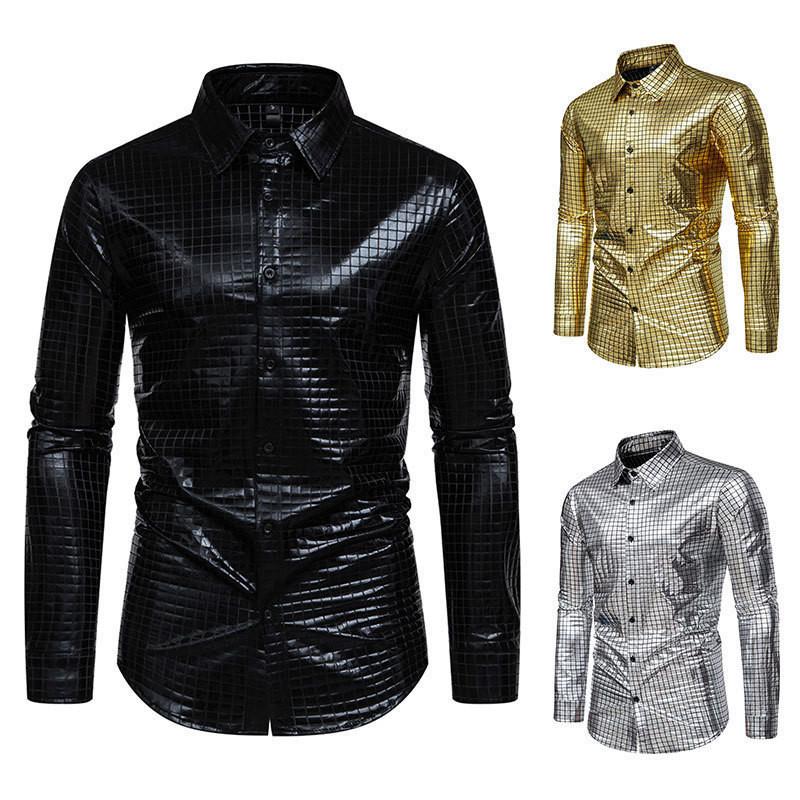 Satin Finish Long Sleeve Shirt With Gold Foil Detail For Casual And Night Out