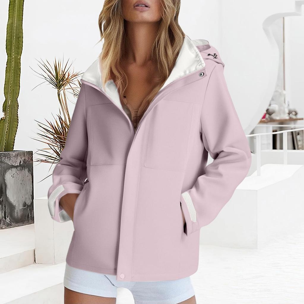 Women's Softshell Jacket Zip Up Adjustable Cuffs Windbreaker Waterproof Hooded Jacket Outdoor Hiking Outfits