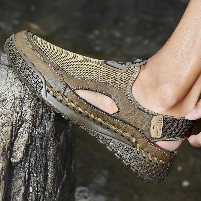 Summer Men's Sandals Outdoor Mesh Sandals Men Sandals Slides Handmade Sandals Roman Outdoor Sneakers