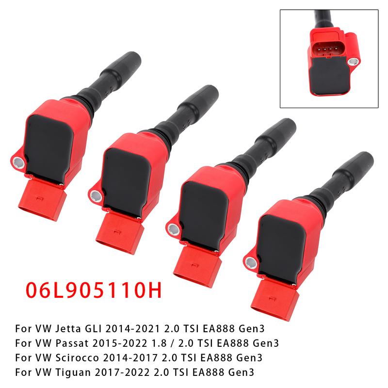 Artudatech 4PCS Ignition Coil 06L905110H For VW Jetta Beetle Passat Golf 1.8 & 2.0 2015- 2016 2017 2018
