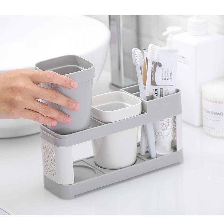 Bathroom Toothbrush Racks Free Punching Brush Set Tooth Cup Holder Teeth Vertical Cup Holder