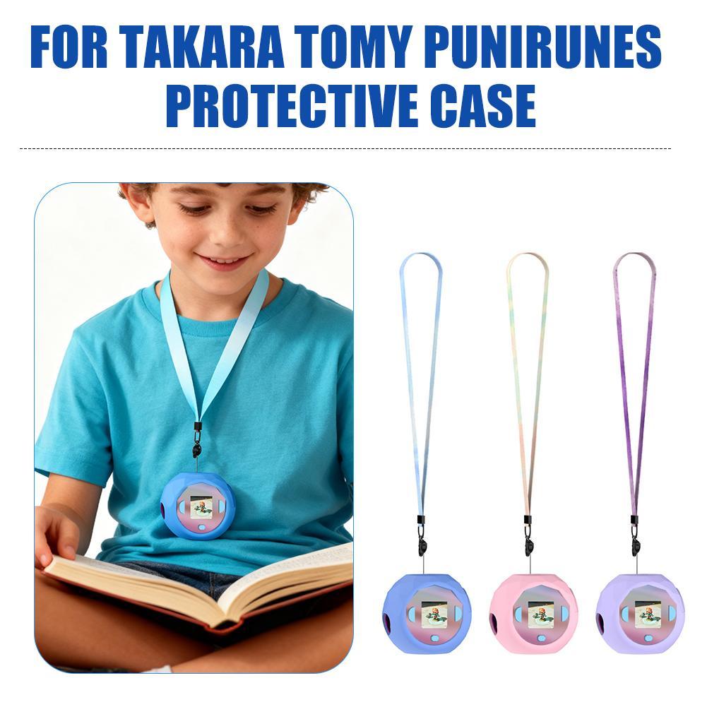 For Takara Tomy Punirunes Protective Case Silicone Shockproof Anti-fall Cover Virtual Electronic Pets Accessories With Lanyard