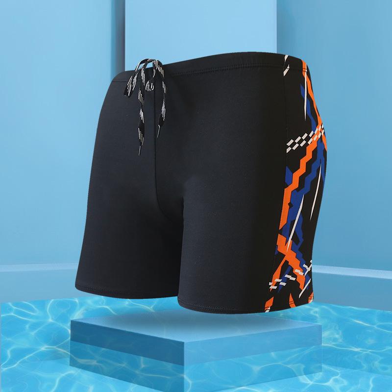 Men's Plus Size Milk Silk Flat Leg Swim Trunks - Fashion Print for Resort and Beach Wear