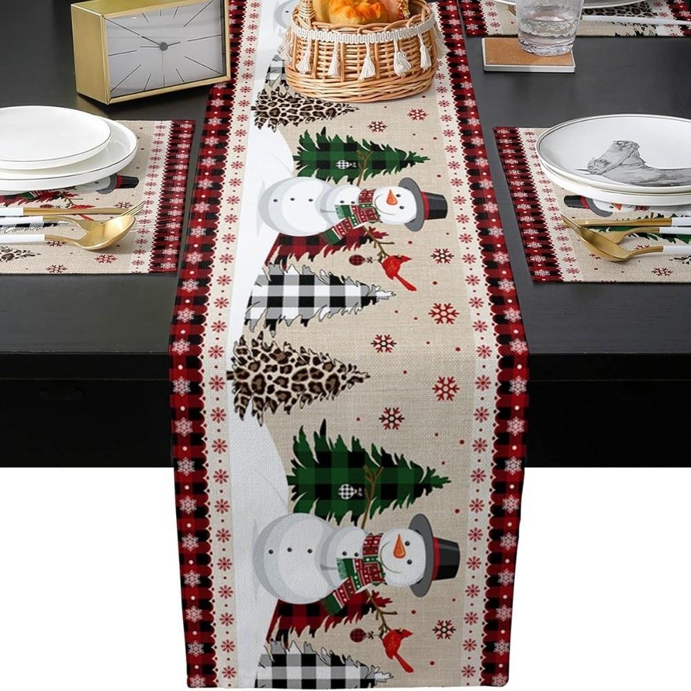 Santa Claus Christmas Table Flag Snowflake Xmas Tablecloth Christmas Table Runner Living Room