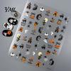 5D Embossed Nail Decals Halloween Art Stickers, Skull Pumpkin Ghost Relief Supplies Decals, Waterproof Self Adhesive Manicure Decoration Stickers