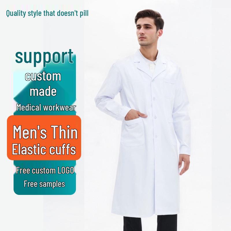 Unisex Custom Logo Long Sleeve Laboratory Coat