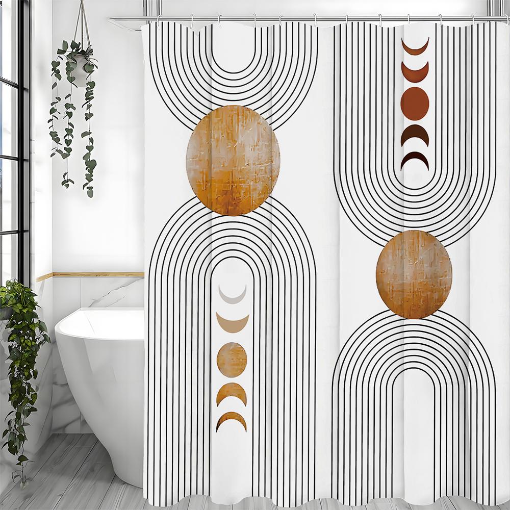 

Современная богемная абстрактная арка середины века, простая, бежевая, минималистичная шторка для душа, декоративная шторка для душа для ванной комнаты, водонепроницаемая 90*180cm