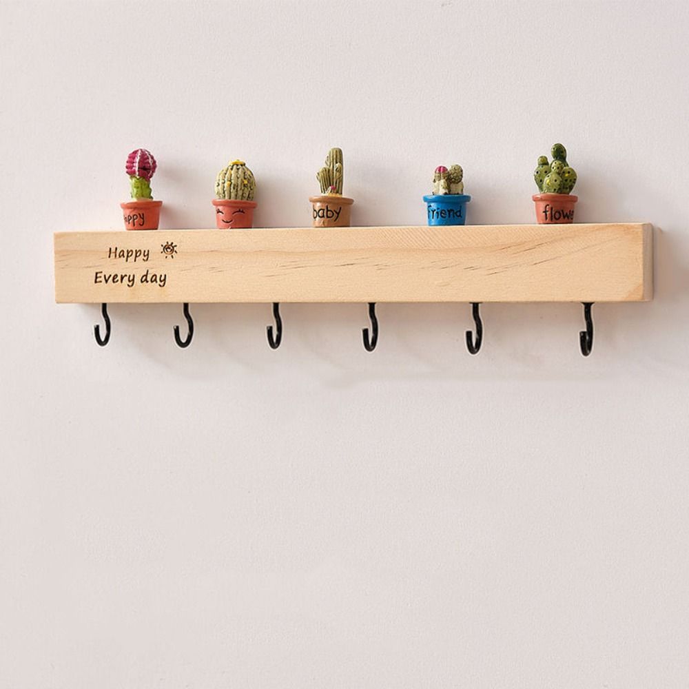 Creative Wooden Key Rack with Cute ornament Clothes Coat Hooks Door Hooks Hanger  Home