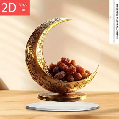 1pcs2D Full Moon Ornament Multi Functional Desktop Decora Suitable for Home DecoraFestival Gifts and Muslim Ramadan Celebra