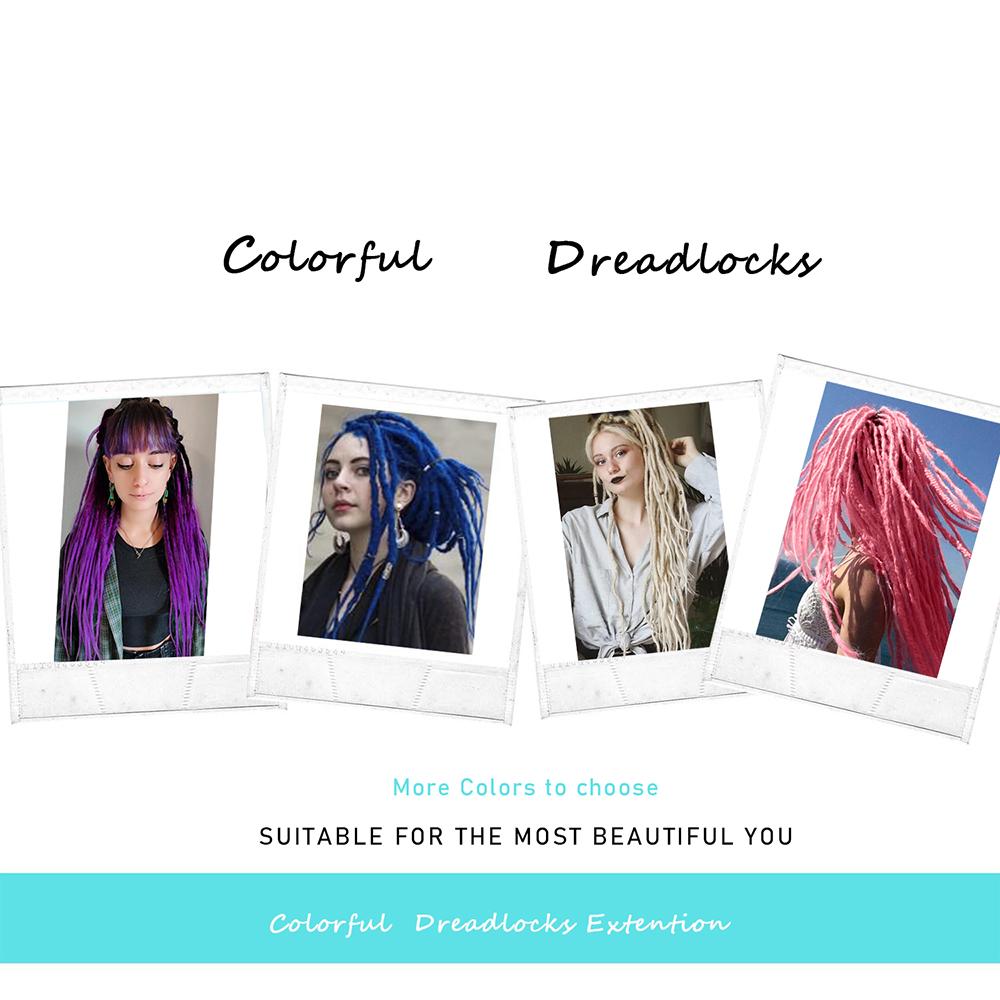 26" Synthetic Crochet Red Dreadlock Extensions100% Handmade Single Ended Dreads Reggae Style for Girls(10 Strands/PC,3PCS)