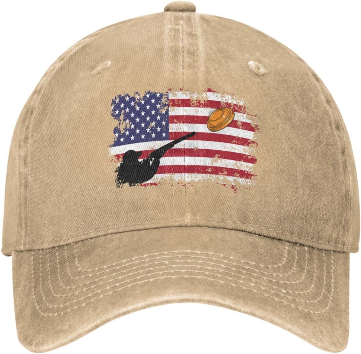 

Skeet Shooting USA Flag Trap Shooting Clay Pigeon Unisex Baseball Cap Cotton Fits Unisex Women Washed Denim Adjustable Dad Hat Adjustable