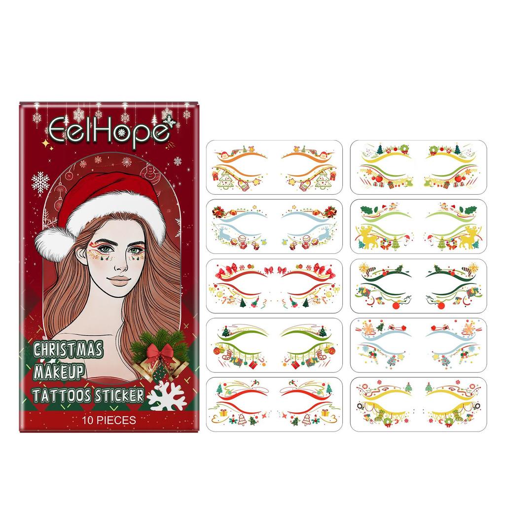 Christmas Face Stickers Christmas Facial Tattoos Showcase the Christmas Atmosphere Easy and Fun Decoration 10pcs