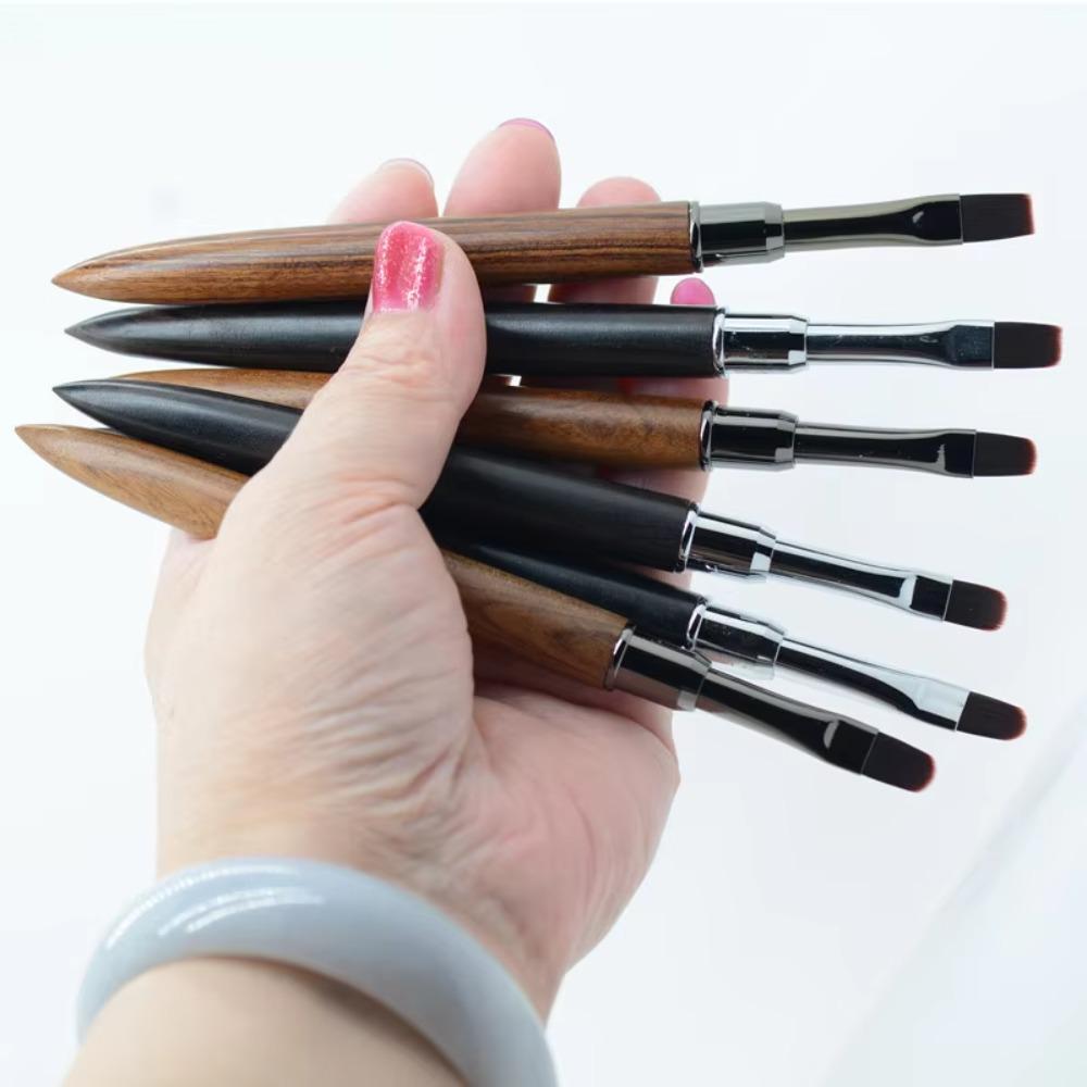 Wooden Nail Art Brush DIY Painting Brush No Brush Marks Nail Art Liner Brush with Pen Cap No Shedding Phototherapy Pen