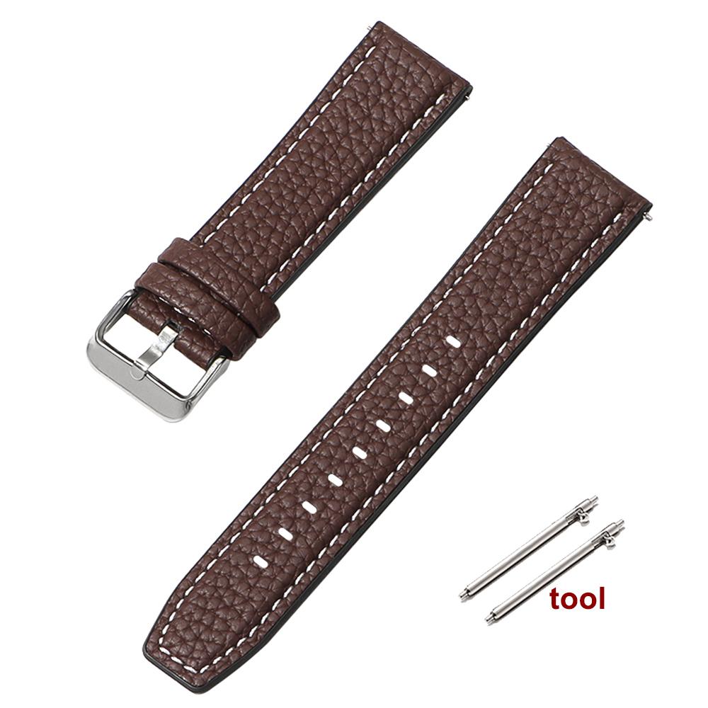 Lychee Pattern Watch Strap 20mm 22mm Quick Release Wristband for Samsung Galaxy Watch 3 Active2 40 44mm Huawei Watch Gt 2 Bands