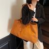 Elegant Suede Underarm Tote Bag Korean Style Storage Pouch Simple Bucket Shoulder Handbag