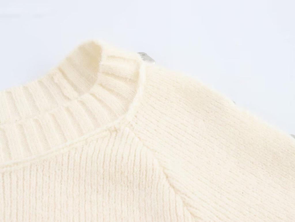 TAOP&ZA Women's Crew Neck Long Sleeve Knitted Pullover Sweater