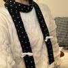 Polka Dot Bow Wool Shawl Y2K Long Narrow Scarves All-match Knitted Scarf  Streetwear