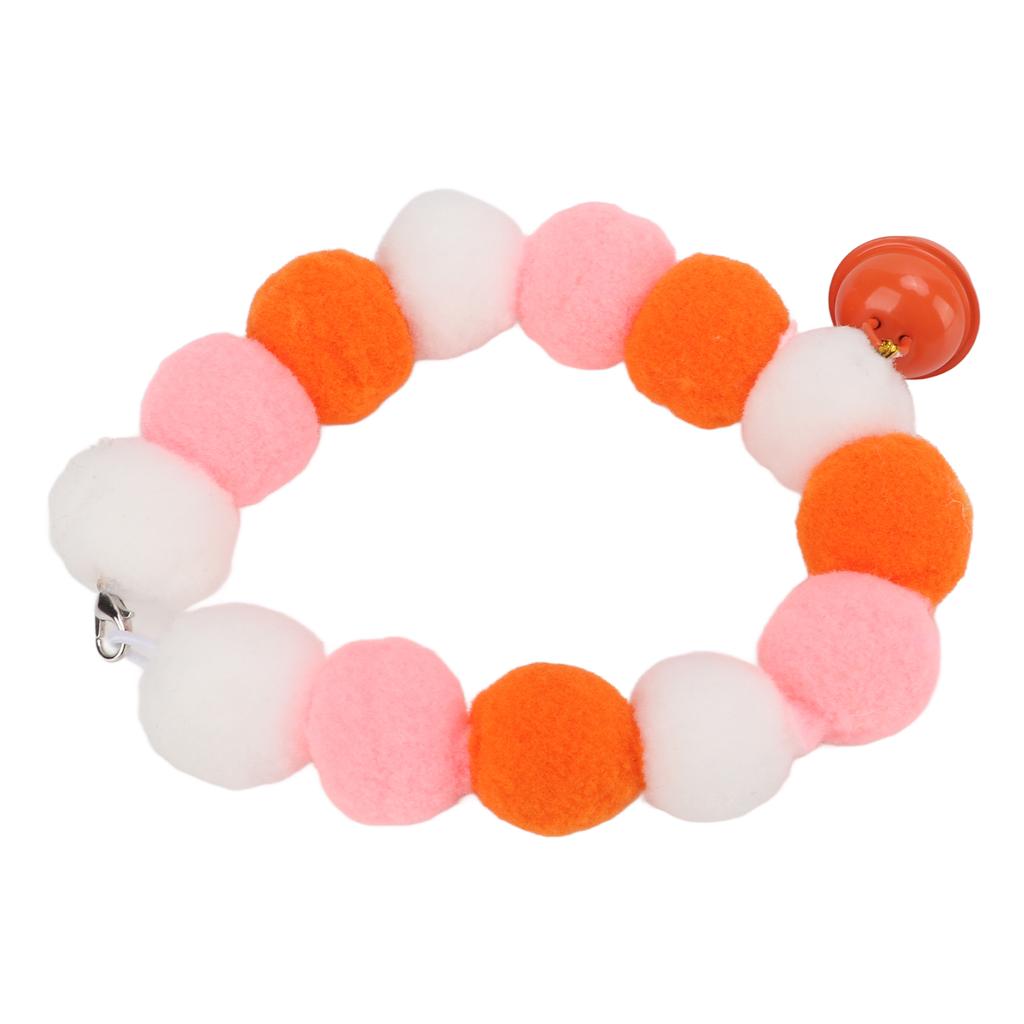 Pet Collar Soft Lightweight Plush Balls Cute Dog Cat Collar with Bell for Party DailyOrange 34cm