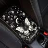 Dreaweet Stylish Spider Web Printed Black Car Center Console Armrest Cushion Cover Pad Soft Car Armrest Seat Box Cover Protector Auto Car Interior