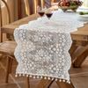 French Lace Table Runner Hollow Tassel Fringe Placemat Elegant Decorative Tablecloth Romantic Wedding Party Dining Table Dresser Buffet Decor