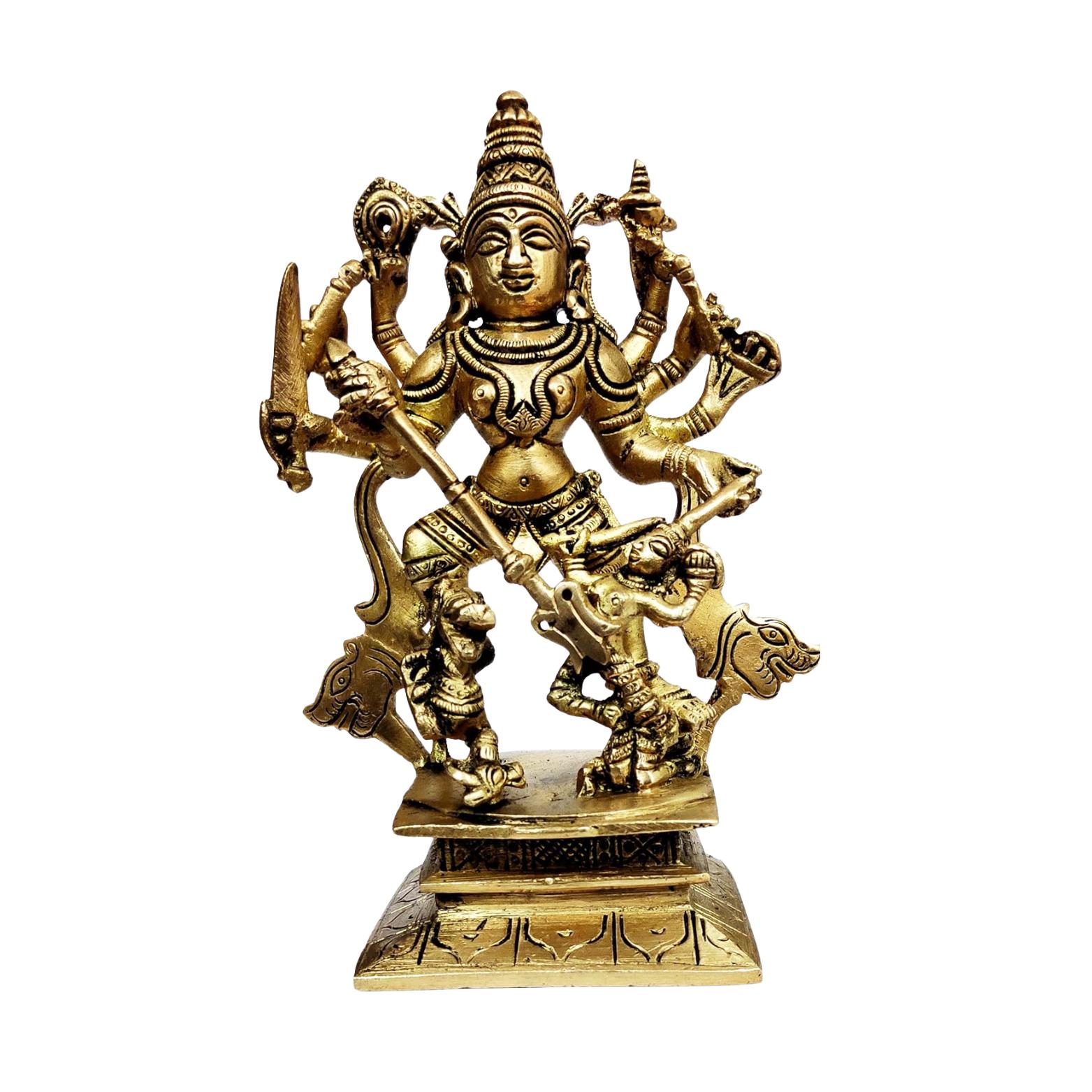 

Gold Durga Kali, Parvati, Adishakti Rare Collectible Statue, Brass, Size -Large
