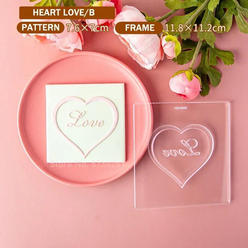 2023 Valentine's Day Heart Fondant Printing Stamp Cartoon Lips Love Letter XOXO Cookie Cutter Embosser Cake Mold DIY Baking Mold