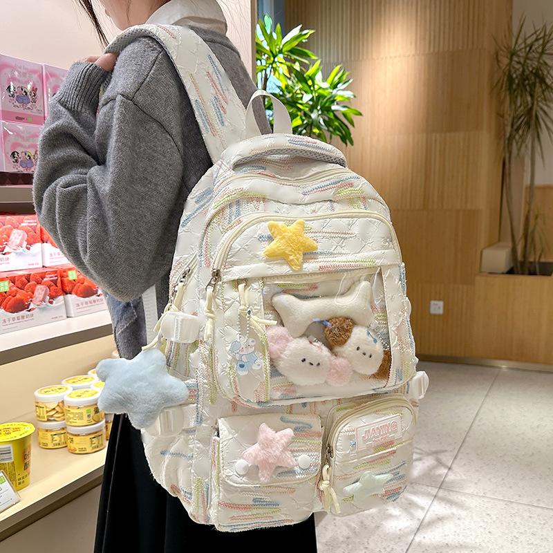 Schoolbag Children Elementary School Students Junior High School Girls Multi Layer High Value Ins Pain Bag Backpack